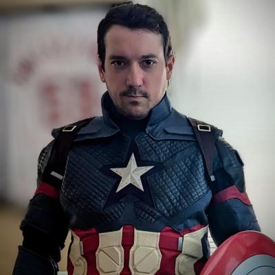 Customer wearing Avengers Endgame Steve Rogers Captain America Cosplay Costume Version 2 Unibuyplus