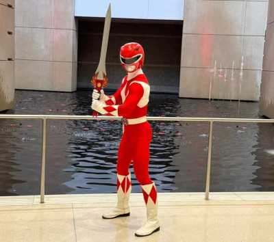 Customer wearing Power Red Ranger Cosplay Shoes Rangers Men Boots Unibuyplus