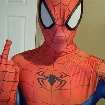 Customer wearing Marvel's Spider-Man Classic Suit Costume Cosplay For Kids Adult Unibuyplus