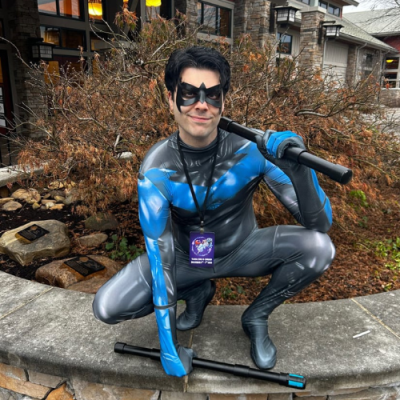 Customer wearing Batsuit: Hush Blue V Costume Cosplay Suit For Kids Adult Unibuyplus