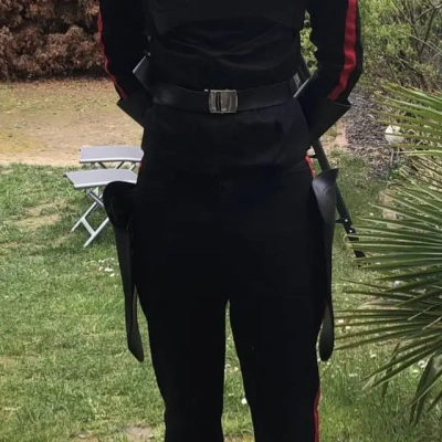 Customer wearing Star Wars Jedi Fallen Order Inquisitor Cal Costume Cosplay Suit for Adult Outfit Unibuyplus
