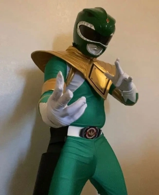 Customer wearing Power Rangers Suit Cosplay Costume Uniform Unibuy