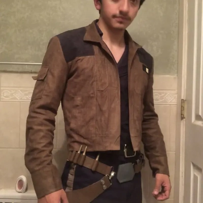 Customer wearing Rogue One A Star Wars Story Han Solo Costume Cosplay Suit