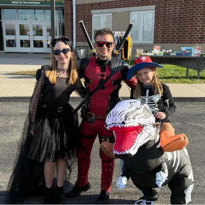 Customer wearing Deadpool 3 Cosplay Costume Suit Wade Wilson Unibuyplus