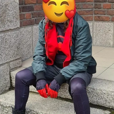 Customer wearing Spider-Man: Into the Spider Verse Miles Morales Costume Cosplay Suit With Jacket Ver 2 Unibuyplus