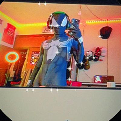 Customer wearing Marvel's Spider-Man Black Symbiote Suit Costume Cosplay For Kids Adult UnibuyPlus