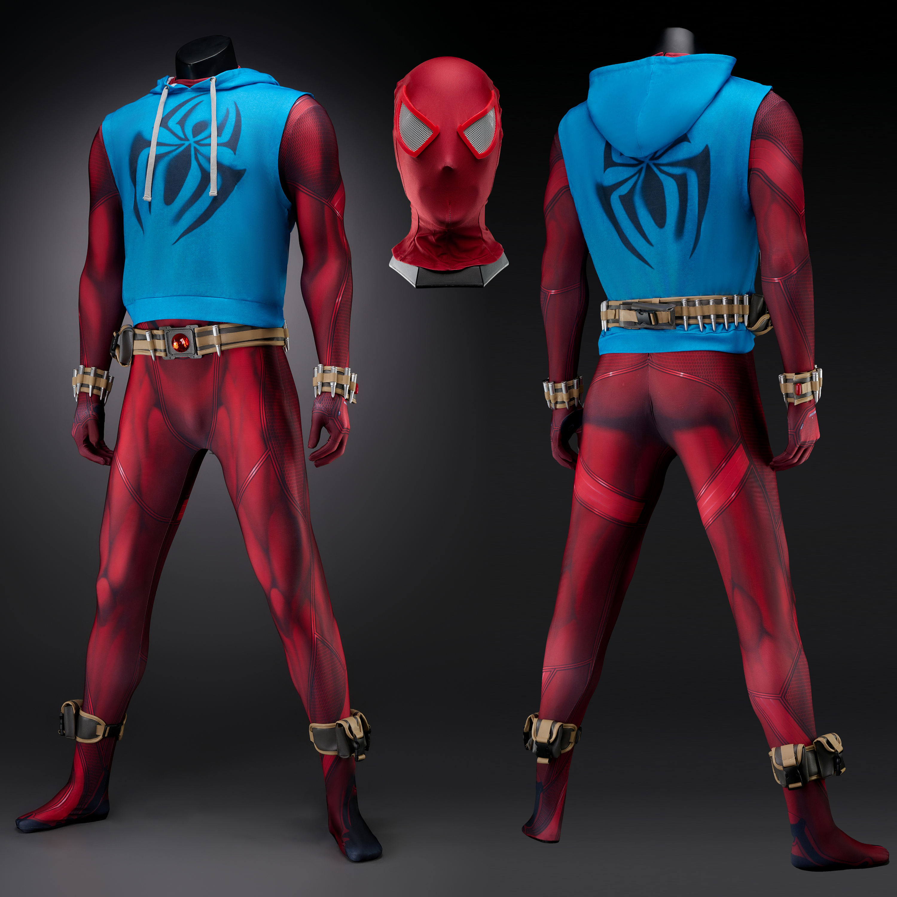 Scarlet Spider Costume Cosplay Suit Spider-Man: Across the Spider-Verse Unibuyplus