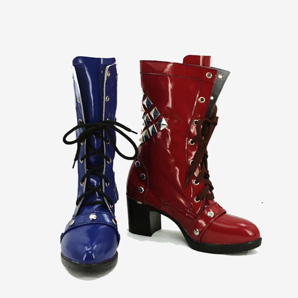 Arkham Knight Harley Quinn Shoes Cosplay Red Blue Rivet Women Boots Unibuy